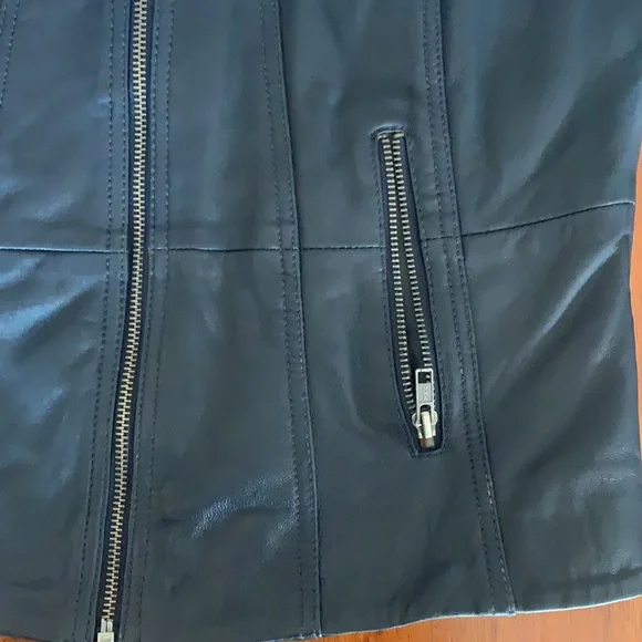 🛵 Genuine vintage leather moto jacket Naf Naf Paris 🇫🇷biker jacket size M - Picture 9 of 14